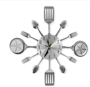 Metal Stainless Steel Kitchen Knife And Fork Silent Wall Wall Clock