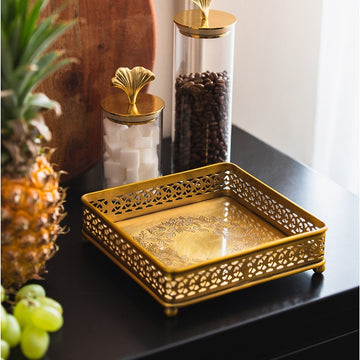 Brass Carved Tray For kitchen  Decor